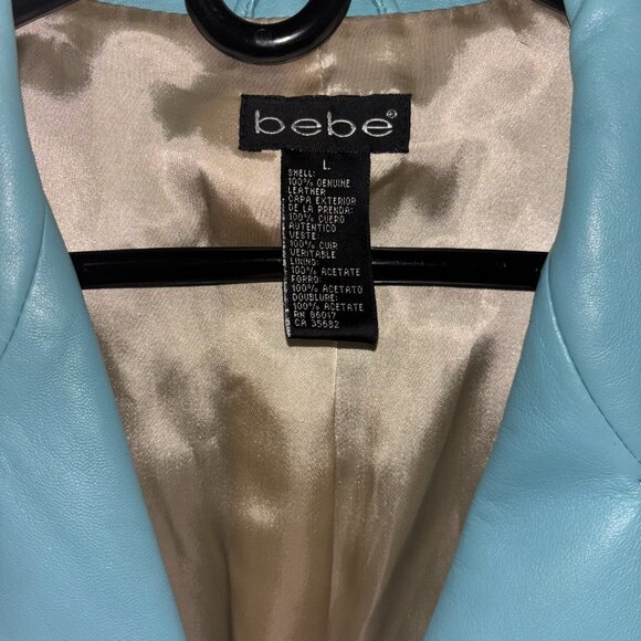 Bebe Turquoise Leather Long Coat - Picture 2 of 4